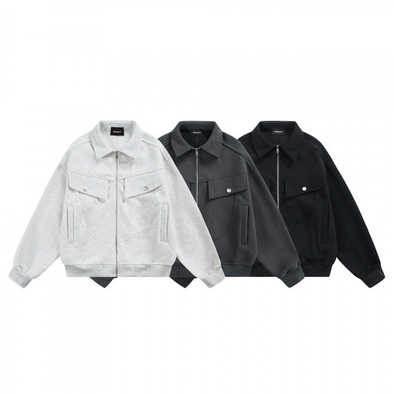 Unisex Zip Sweat Jacket with Patch Chest Flaps and Ribbed Hem Amarae
