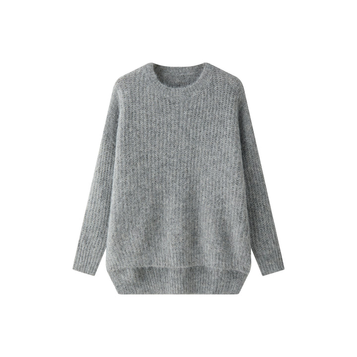 Women Fluffy Oversized Sweater in Mohair Look with Ribbed Textured Knit Amarae