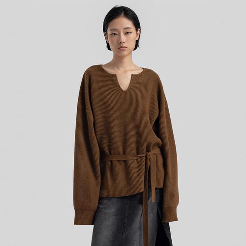 Haut tricot décontracté pour femmes avec décolleté en V Chic & Stil