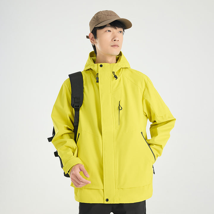 Men's lightweight breathable two-layer rain softshell jacket with adjustable hood and chest pocket Amarae