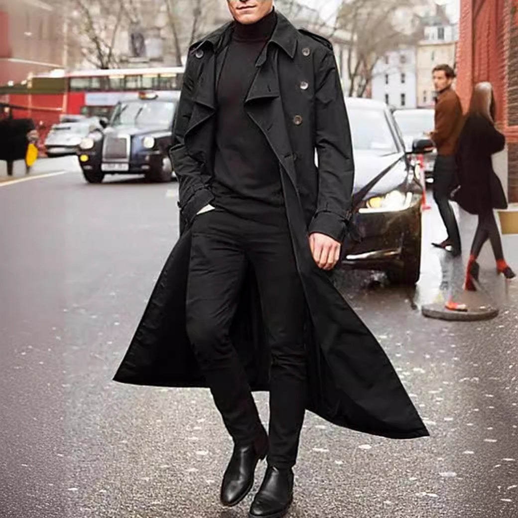 Long trench coat for men with a modern cut and practical pockets Amarae