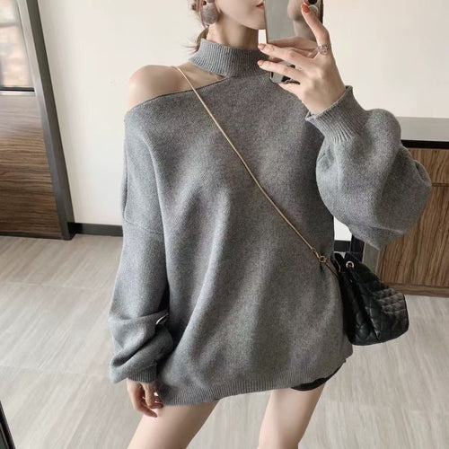 Fashion oversized sweater for women with a scoop neckline and turtleneck Amarae