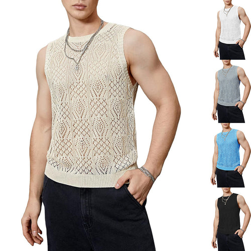 Men's knit top with refined perforated pattern Amarae