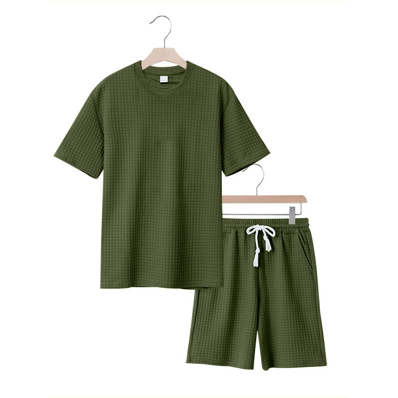 Casual short-sleeve set for women with textured top and shorts Lune London
