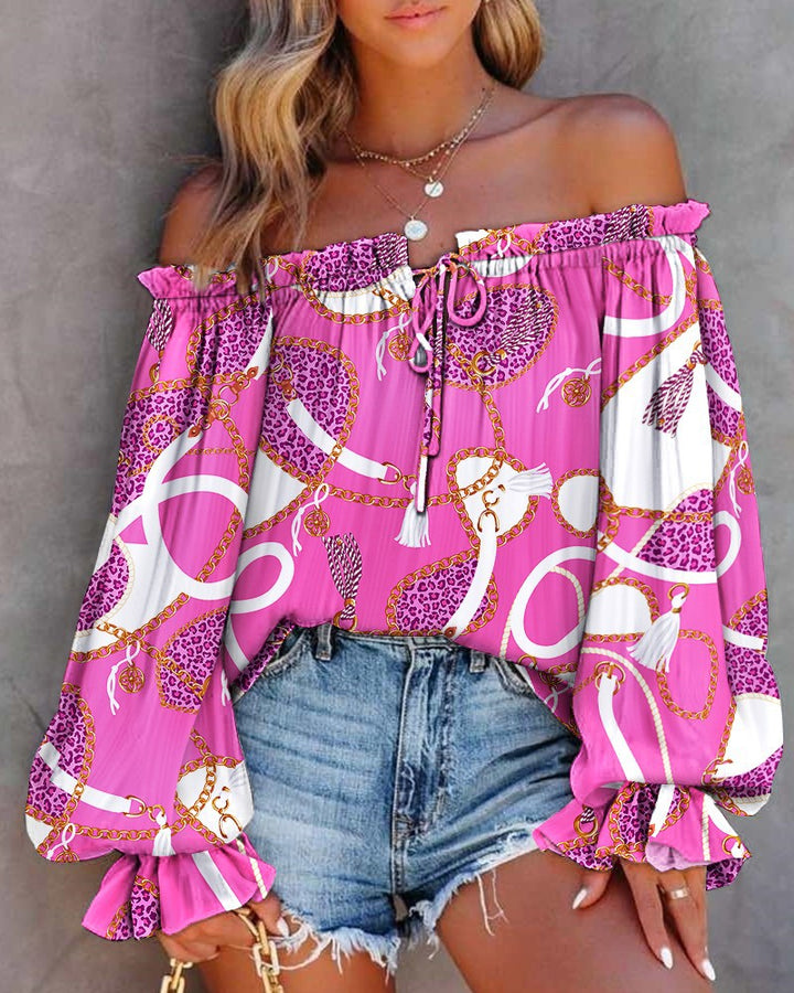 Ladies Off-Shoulder Batik Blouse Lune London