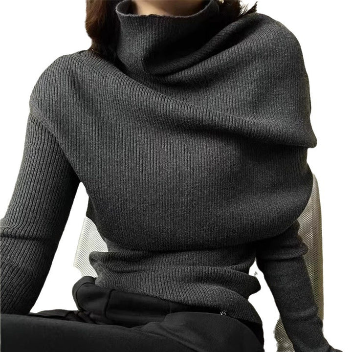 Femmes pull élégant à col roulé avec coupe asymétrique Chic & Stil