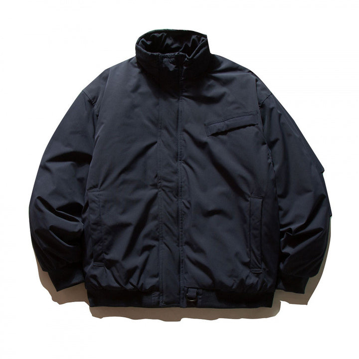 Unisex Boxy-padded transition jacket with high stand-up collar and utility pockets Amarae