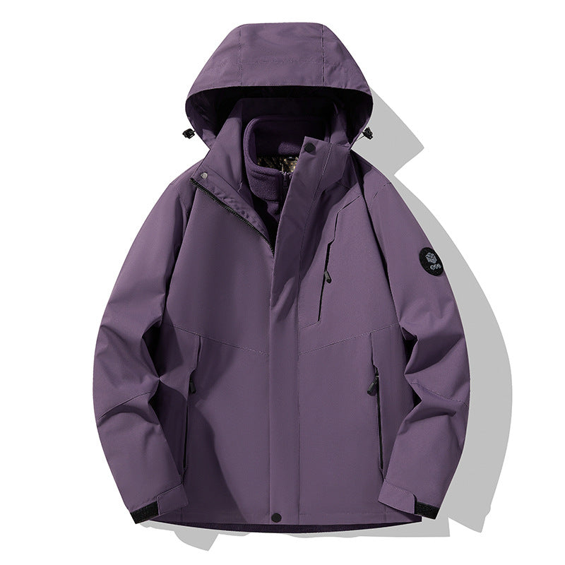 Men's three-layer breathable softshell trekking jacket with integrated fleece collar and adjustable hood Amarae