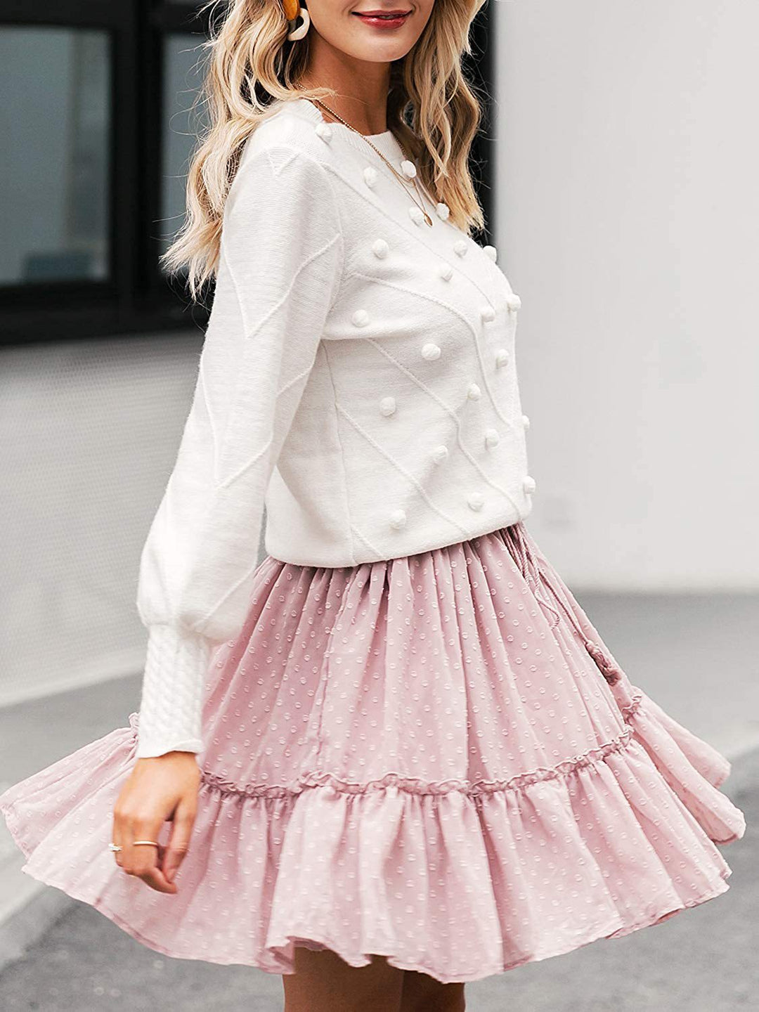 Knitted sweater for women with 3D polka dots Lune London