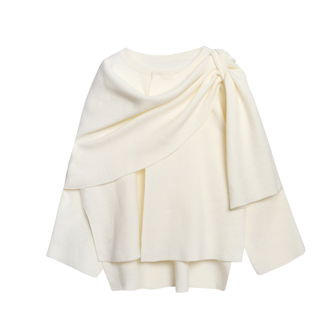 Ladies comfortable knitted poncho with refined drapes Lune London