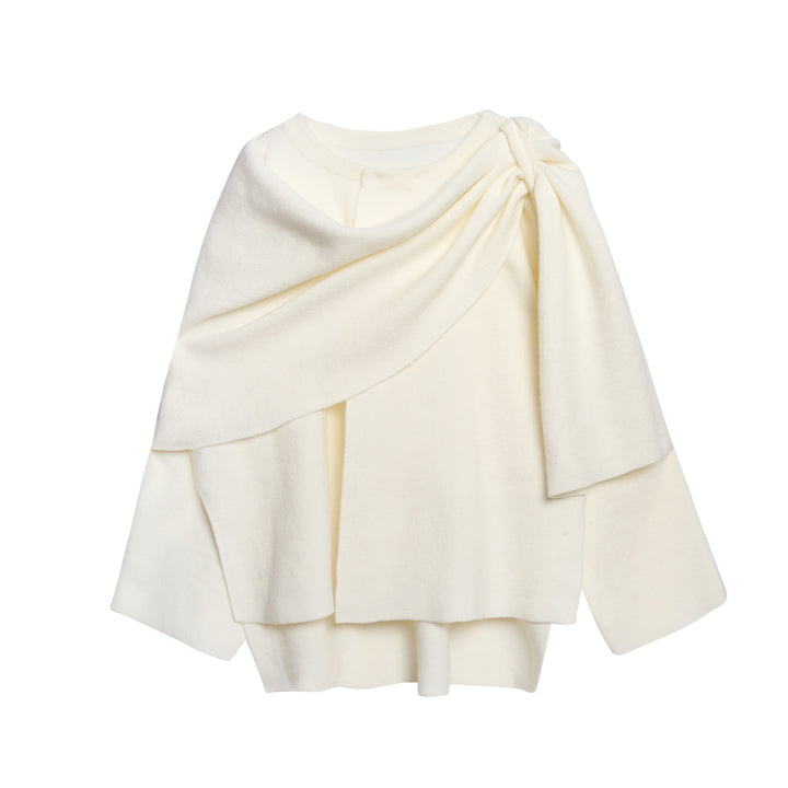 Ladies comfortable knitted poncho with refined drapes Lune London