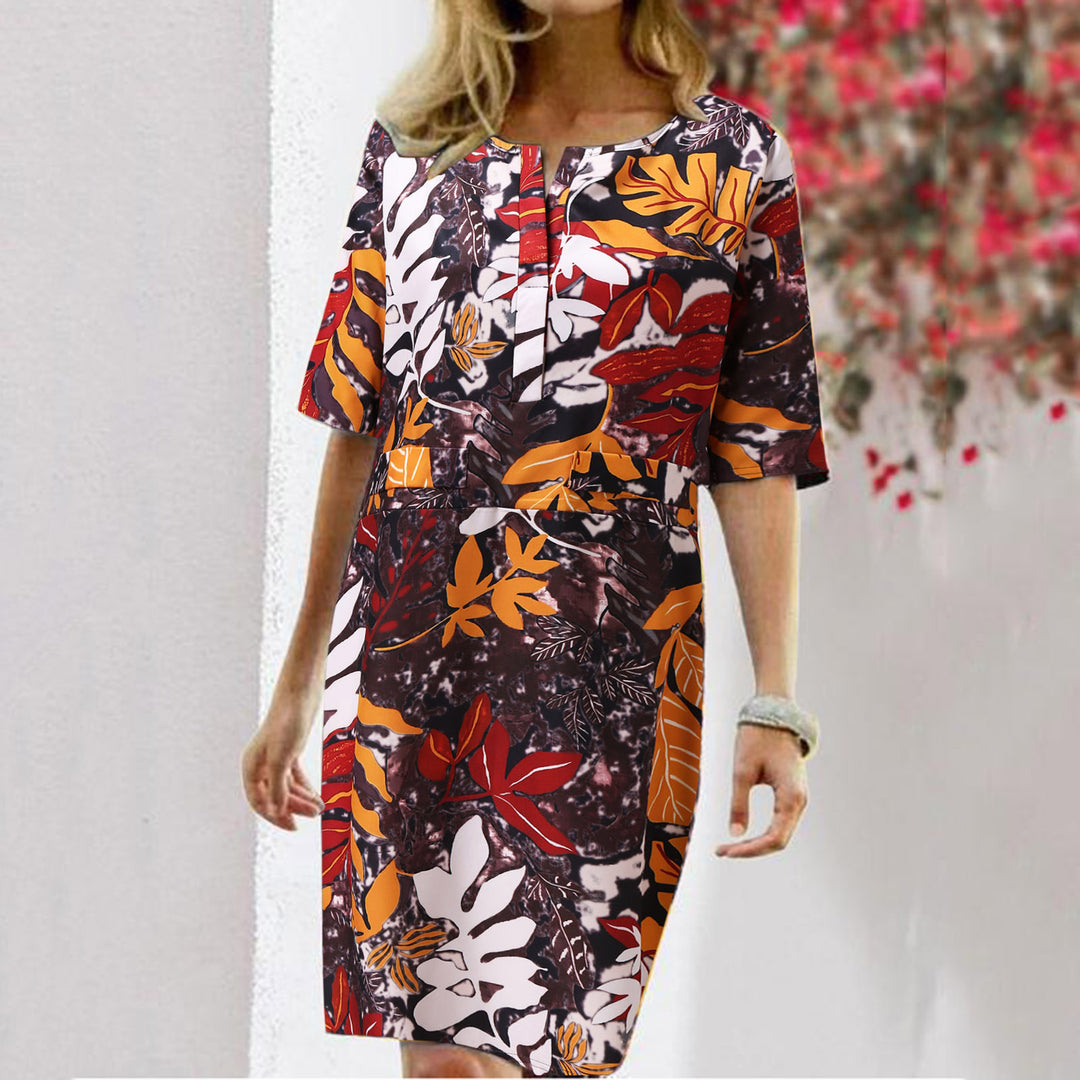 Chic Women's Tropical Print Shift Dress