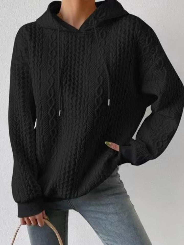 Women Oversized Sweater with textured waffle pattern and hood Lune London