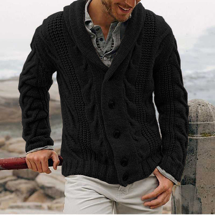 Lune London | Men's Cardigan with Coarse Pattern and Elegant Lapel