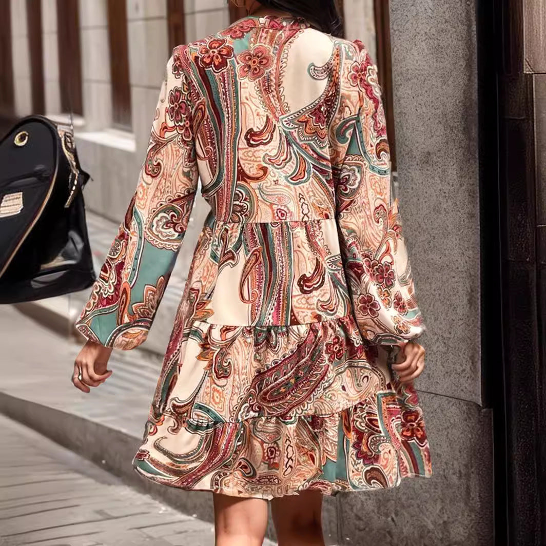 Women Midi Dress Paisley Print Bohemian Lune London
