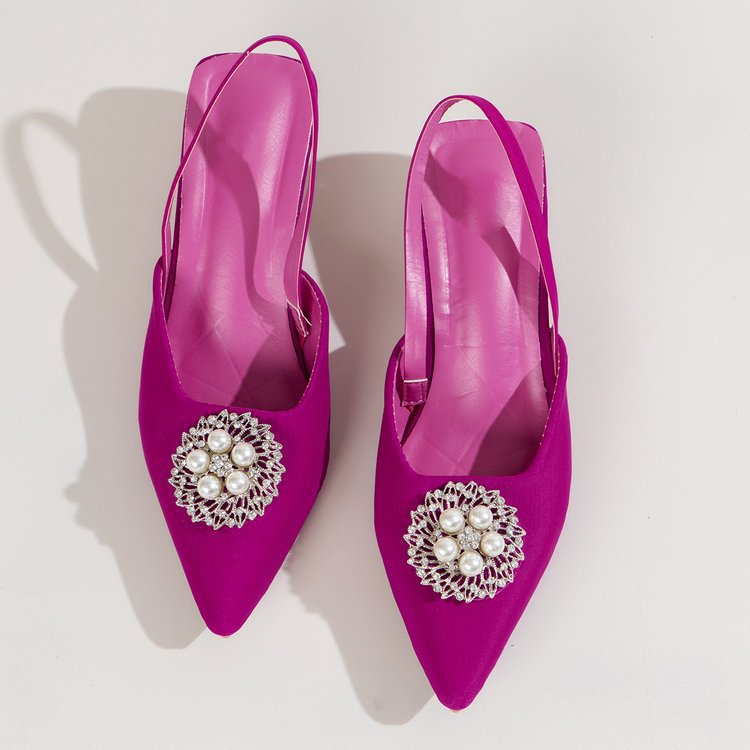 Ladies Slingback Pumps with elegant pearl embellishment and trendy cut Lune London
