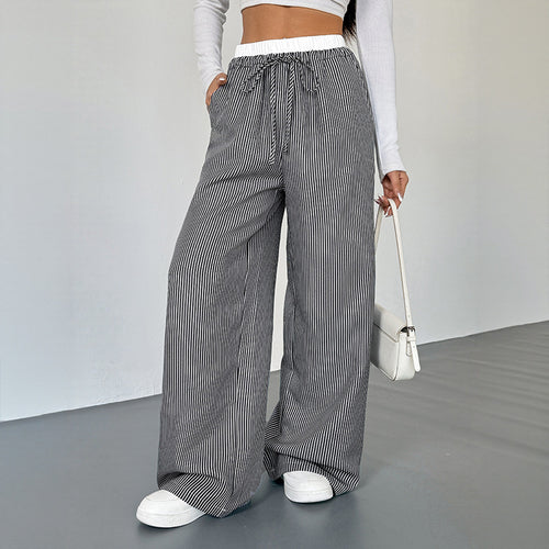 Wide striped pants for women with drawstring belt Amarae