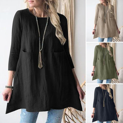 Casual tunic for women with side pockets and 3/4 sleeves Amarae