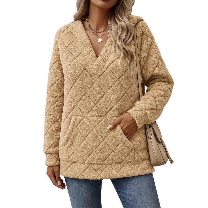 Ladies soft fleece sweater with V neck Lune London