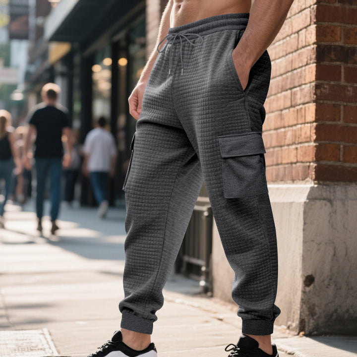 Men's cargo jogger pants with practical side pockets and elastic waistband Lune London