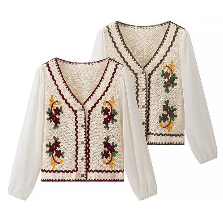 Blouse élégante pour femmes brodée avec des manches de défense aérienne Chic & Stil