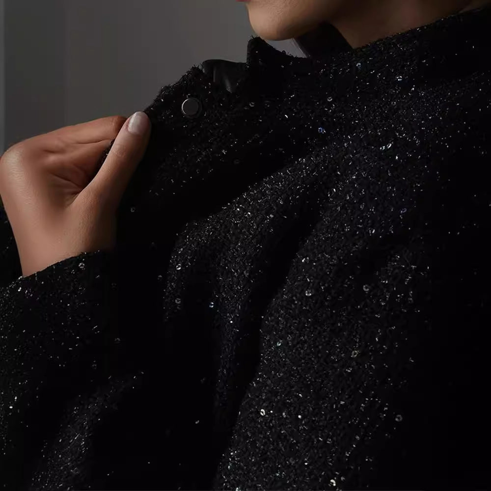 Ladies glamorous sparkling jacket with oversized fit and trendy pockets Amarae