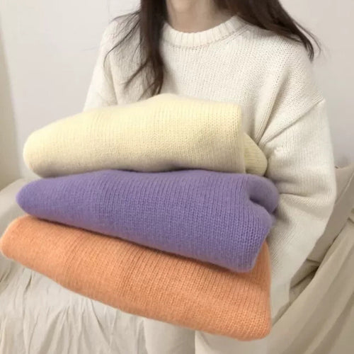Pull en tricot confortable pour femmes en coton de haute qualité avec col rond