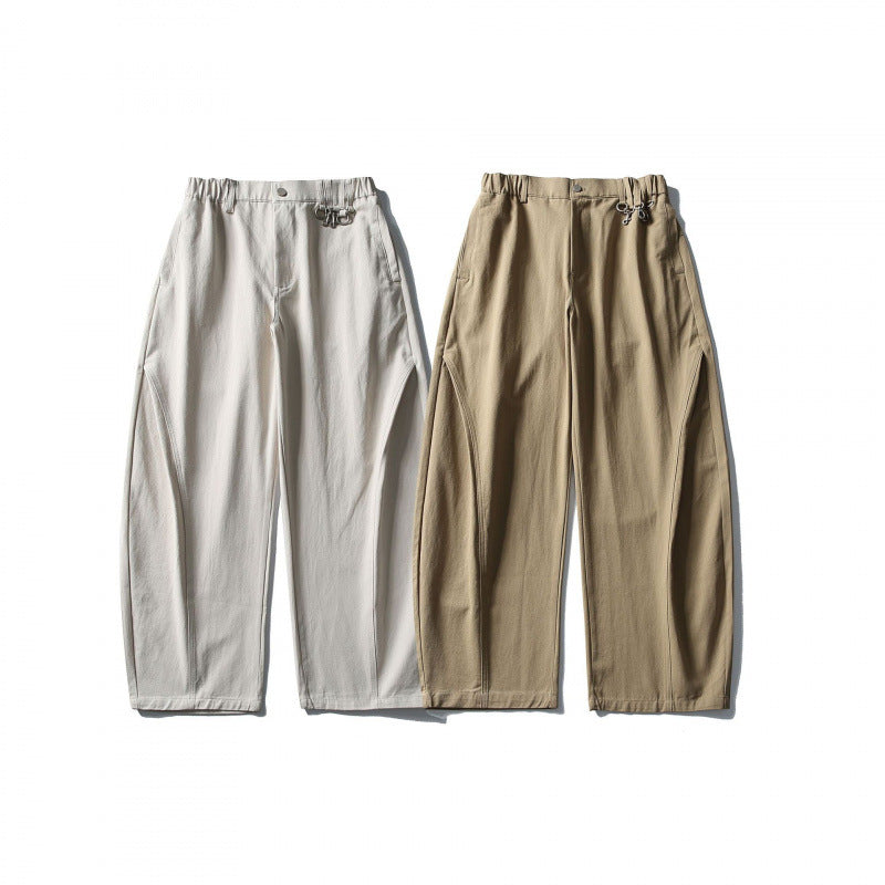 Men's Wide Utility Pants with Elastic Waistband and Distinctive Seam Panels Amarae