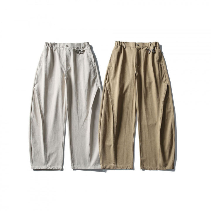 Men's Wide Utility Pants with Elastic Waistband and Distinctive Seam Panels Amarae