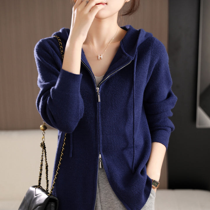 Veste à capuche confortable pour femme en tricot doux Chic & Stil