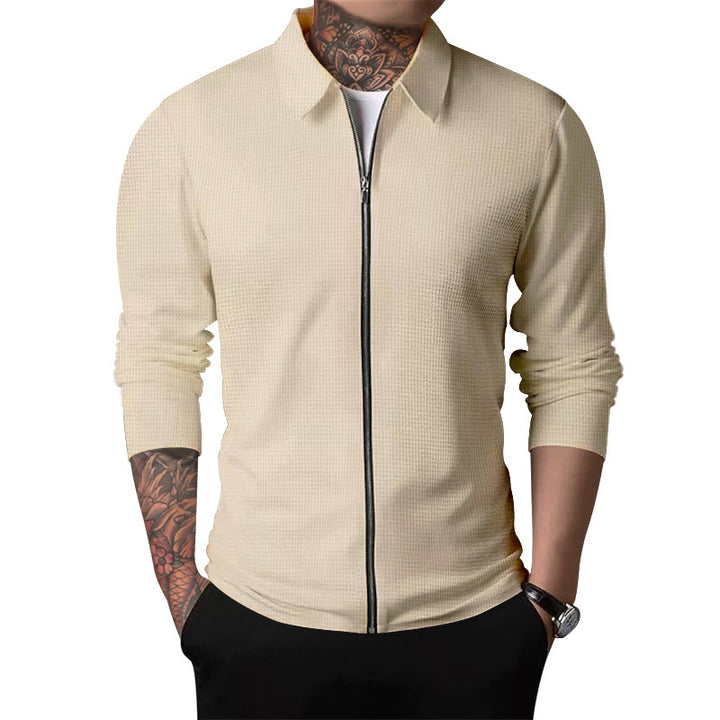 Casual zip sweatshirt for men with textured superior material Amarae