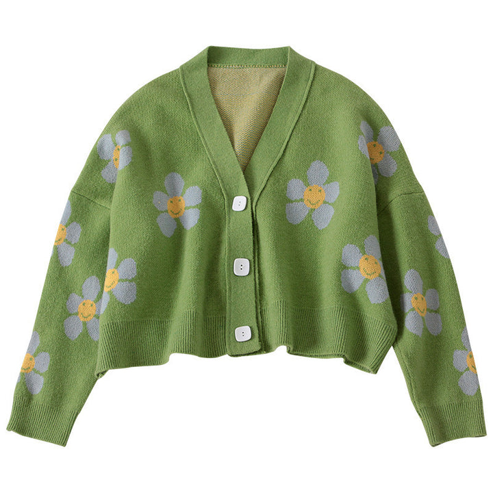 Cardigan chunky tricot femme avec motif floral et détails en bouton Chic & Stil