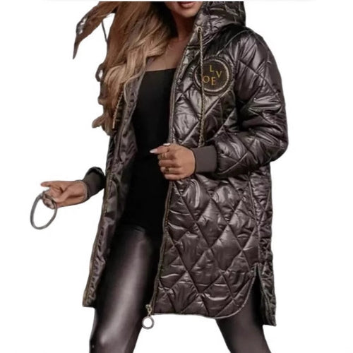 Lady quilted jacket with removable hood and side pockets Amarae