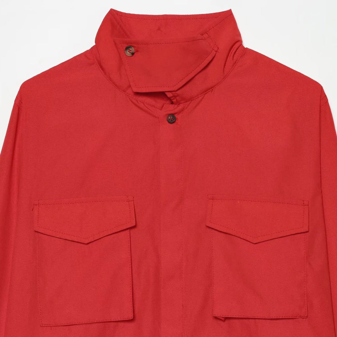 Women's overshirt with stand-up collar, patch chest pockets and concealed button placket Amarae