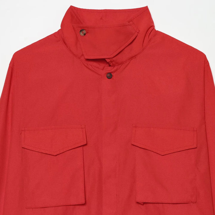 Women's overshirt with stand-up collar, patch chest pockets and concealed button placket Amarae