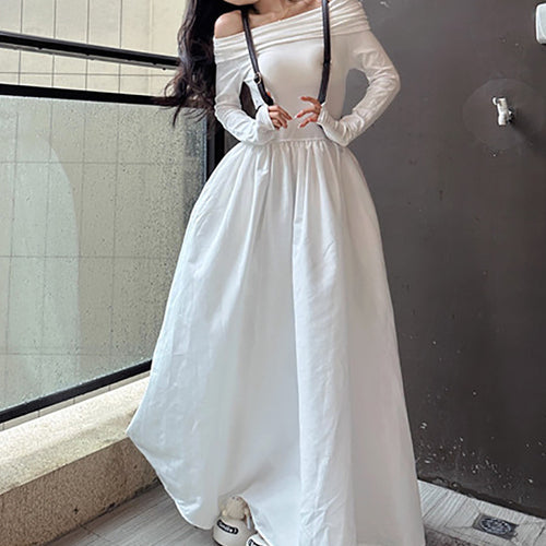Women's elegant off-shoulder maxi dress with modern strap details Amarae