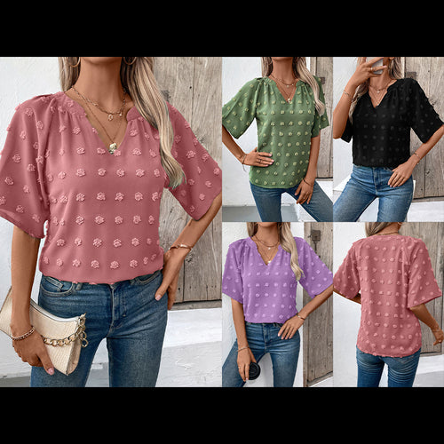 Ladies elegant top with structured floral pattern Amarae