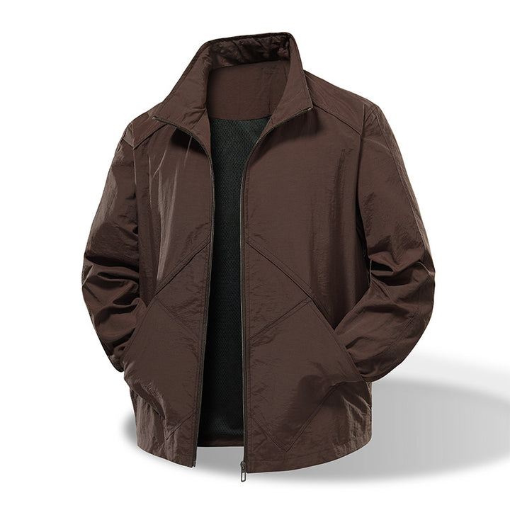 Men's Lightweight Technical Windbreaker with Mesh Lining and Stand-Up Collar Amarae