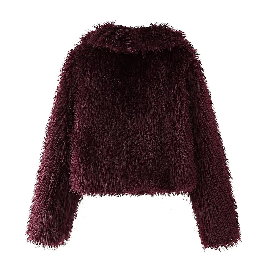 Ladies comfortable faux fur jacket with shawl collar and elegant silhouette Lune London