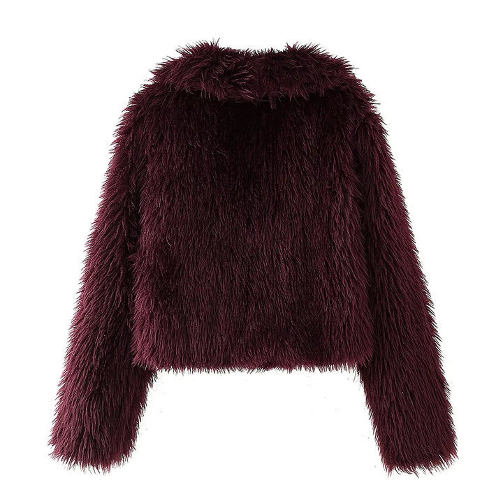 Ladies comfortable faux fur jacket with shawl collar and elegant silhouette Lune London