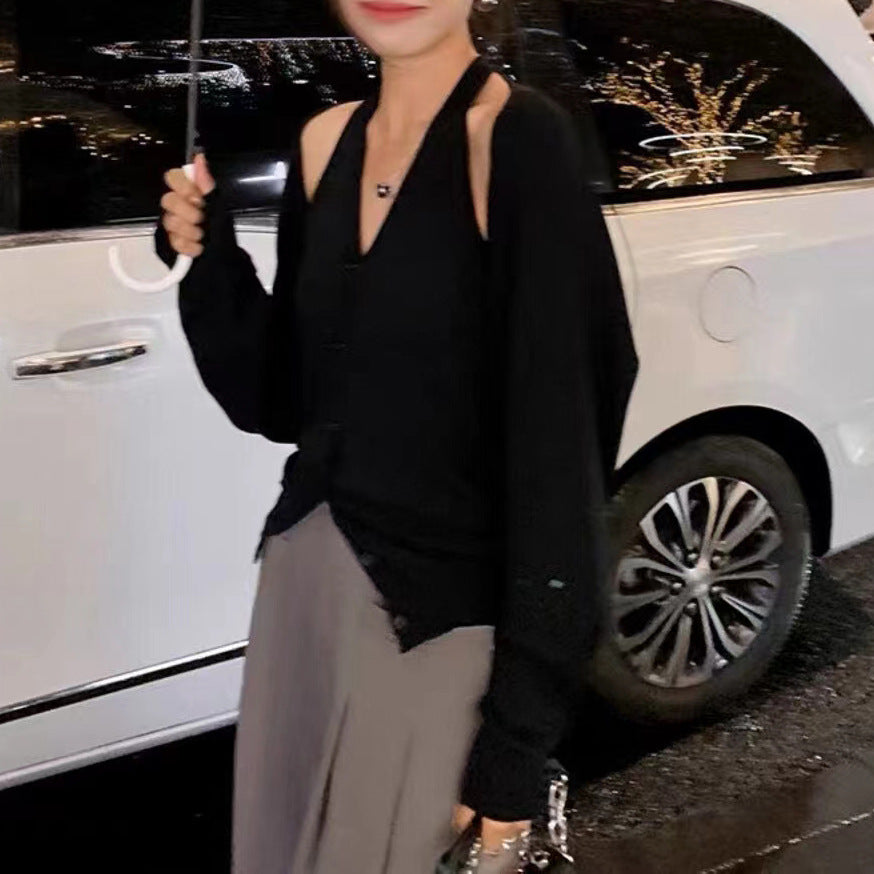 Cardigan en tricot épais pour femmes avec manches amovibles et détails en bouton Chic & Stil