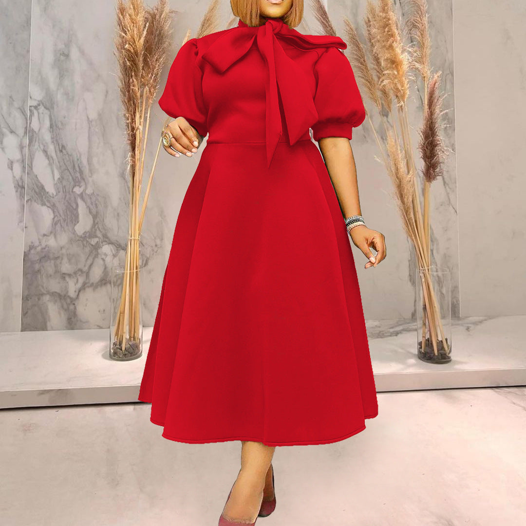 Lune London midi dress woman with bow neckline