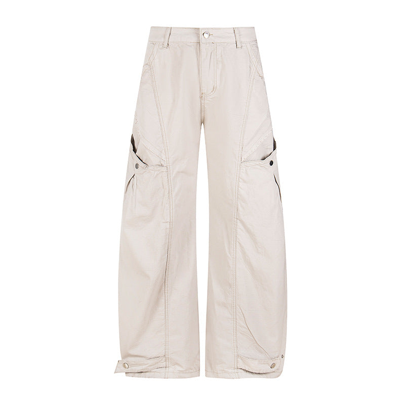 Women's Wide Cargo Palazzo Pants with High Waist, Large Flap Pockets and Adjustable Hem Amarae