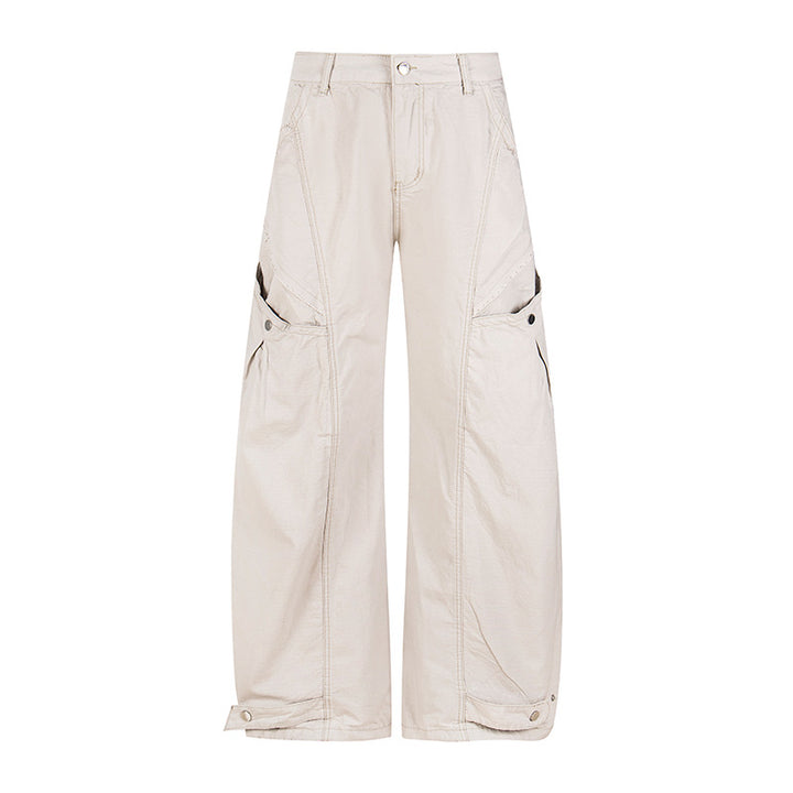 Women's Wide Cargo Palazzo Pants with High Waist, Large Flap Pockets and Adjustable Hem Amarae