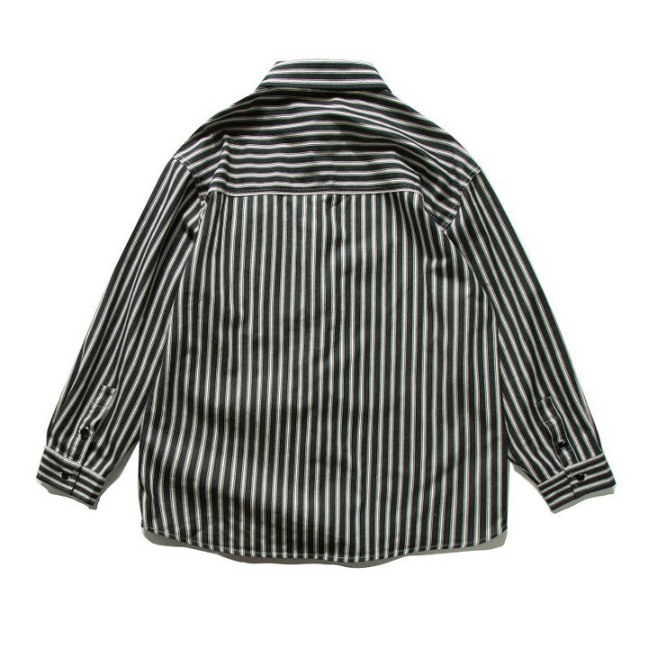 Unisex Oversized Shirt Jacket with Vertical Stripes, Boxy Cut and Chest Pocket Amarae