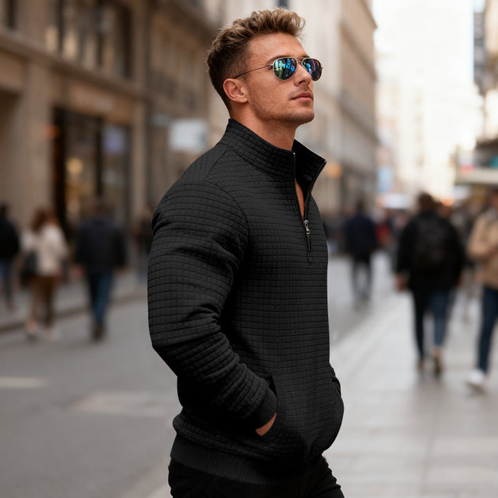 Men's fleece pullover with high collar and practical zipper Chic and style