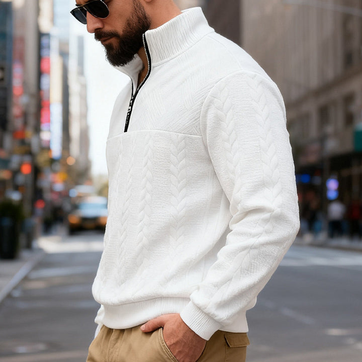 Fleece sweater for men with high collar and zipper Lune London