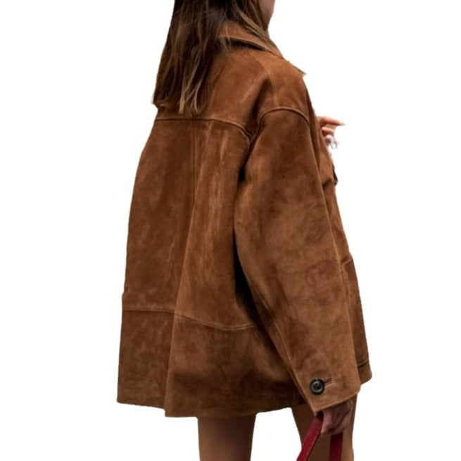 Ladies elegant suede jacket in an oversized style Lune London