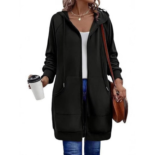 Fashion hooded jacket for women with side pockets and zipper Amarae