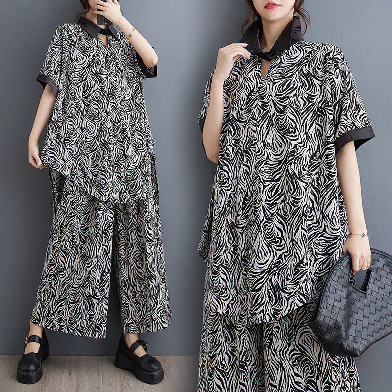 Ladies Oversized Graphic Print Tunic Set Lune London